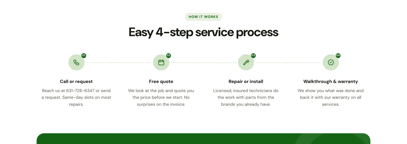 Another section of the JP Mulvey Plumbing and Heating concept site.
