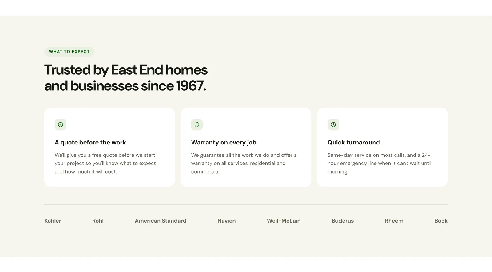 A further section of the JP Mulvey Plumbing and Heating concept site.