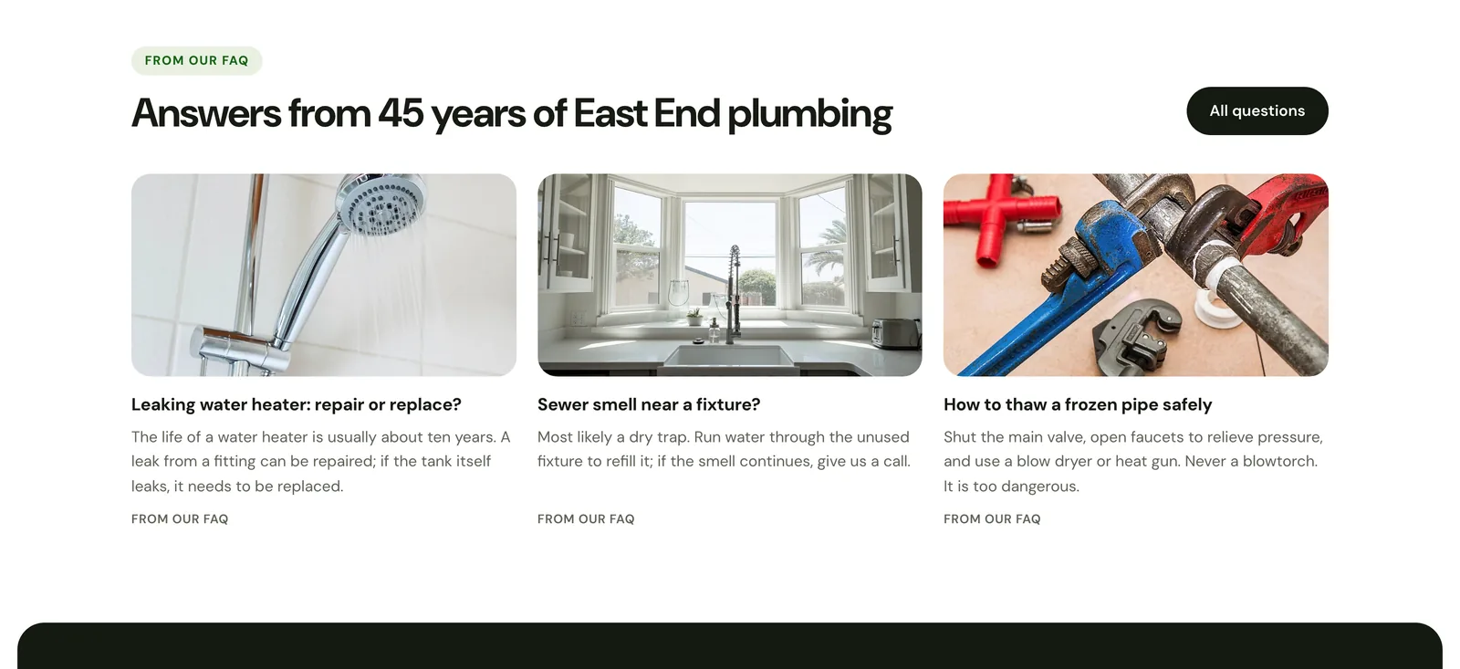 A section of the JP Mulvey Plumbing and Heating concept site.