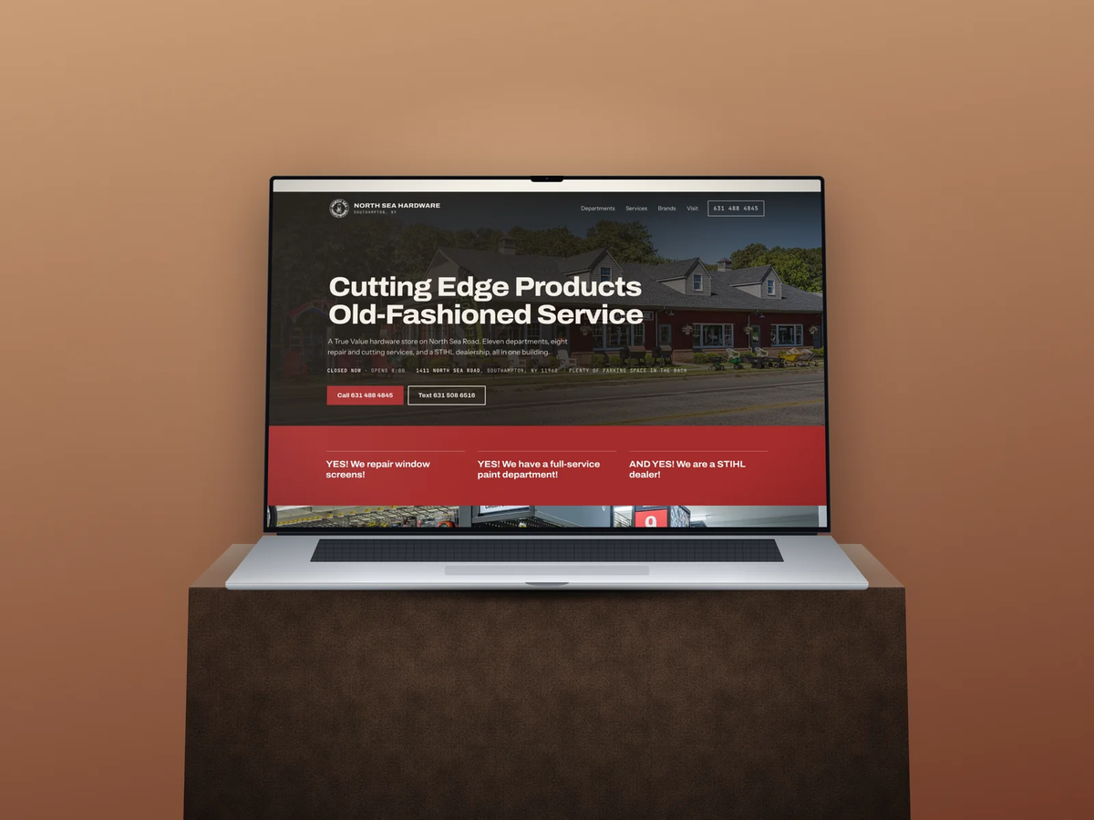 The North Sea Hardware concept site on a laptop.